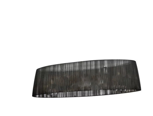 Plissierter Lampenschirm schwarz oval transparent Organza 110cm – Lampenschirm Stoff, konisch