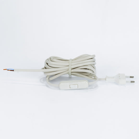 Euro Anschlußleitung weiß 4m Kabel mit Eurostecker mit Schalter