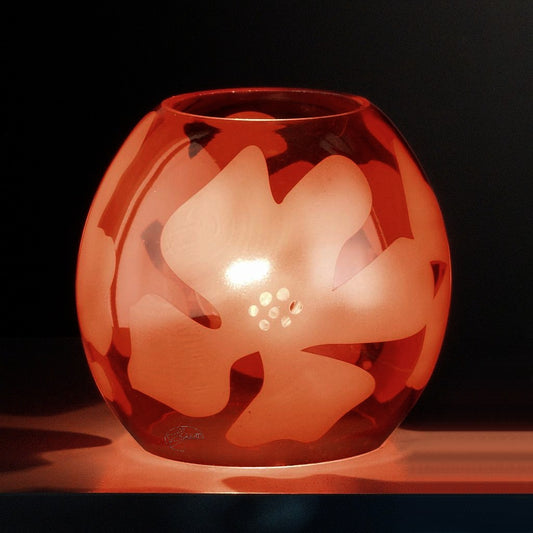 Tischleuchte VELA aus Glas mit Dekor orange Tischlampe