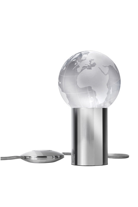 Beleuchteter Glas-Globus 13cm LED Contro World Chrom Tischlampe
