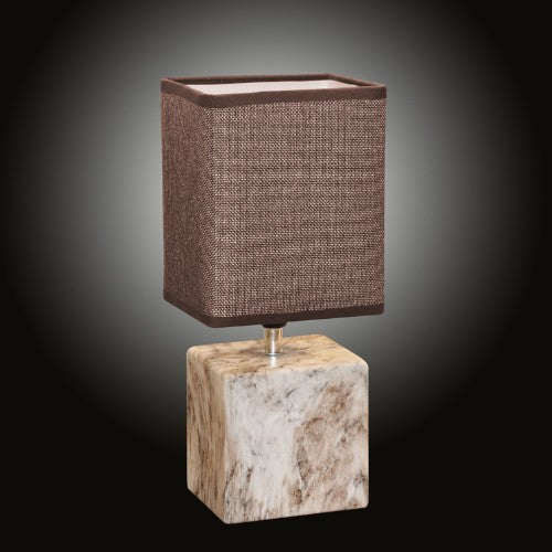 Log Marmor Tischleuchte 31cm mit Stoffschirm braun Tischlampe