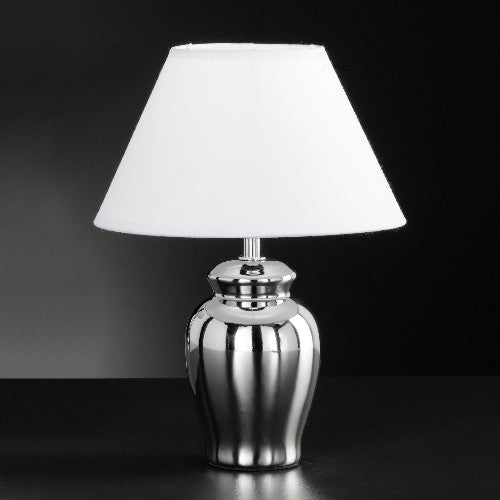 Klassische Tischleuchte 30cm mit Stoffschirm weiß Simon Tischlampe