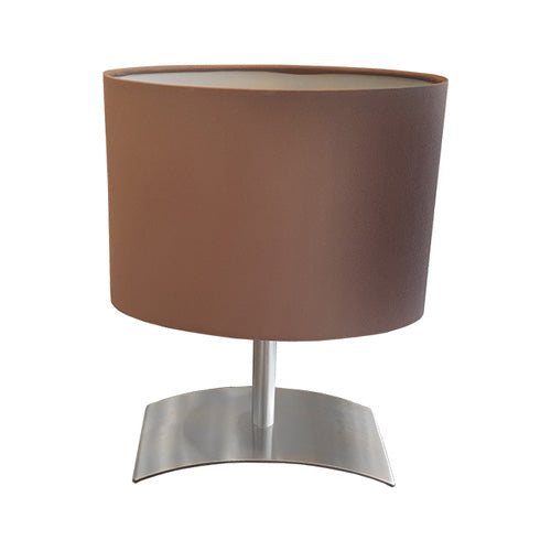 Moderne kleine Tischleuchte mit LED & braunen ovalen Schirm Tischlampe