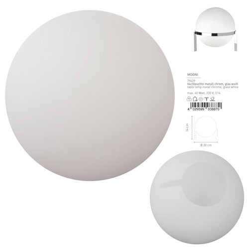 Ersatzglas Kugellampe Tischlampe Glas weiß 30cm Mooni Sompex – Lampenglas 