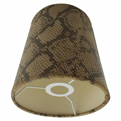 Lampenschirm braun Leder Optik Schlangenmuster E14 – Lampenschirm konisch