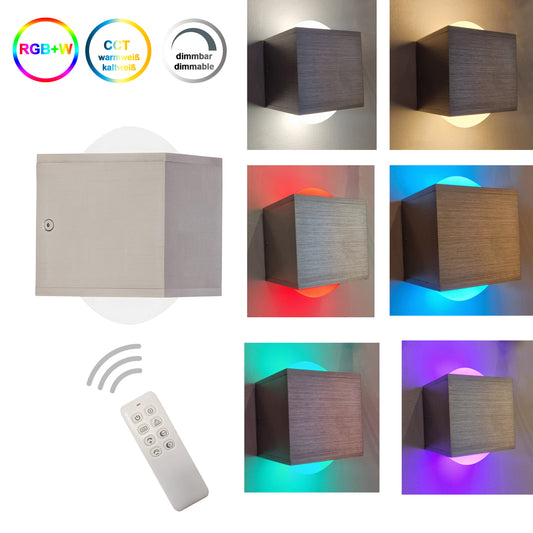 LED Wandlampe Lens mit Fernbedienung bunt warmweiß kaltweiß dimmbar Up Down Alu eckig – Wandleuchte LED, dimmbar