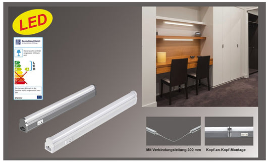 9,4W LED Lichtleiste Mini 87cm Weiß Unterbauleuchte für Steckdose ibv 982109-100 kaltweiß