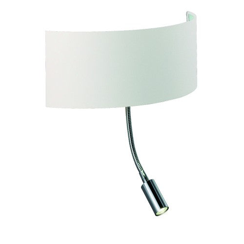 Textilschirm weiß Wandleuchte mit LED Lesearm – Wandleuchte LED, dimmbar