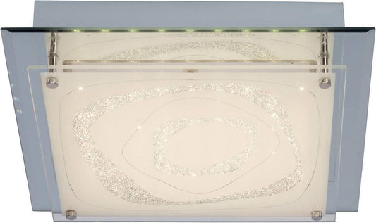 Fantasie LED Deckenleuchte eckig flach Glitzer silber Glas – Wandleuchte LED