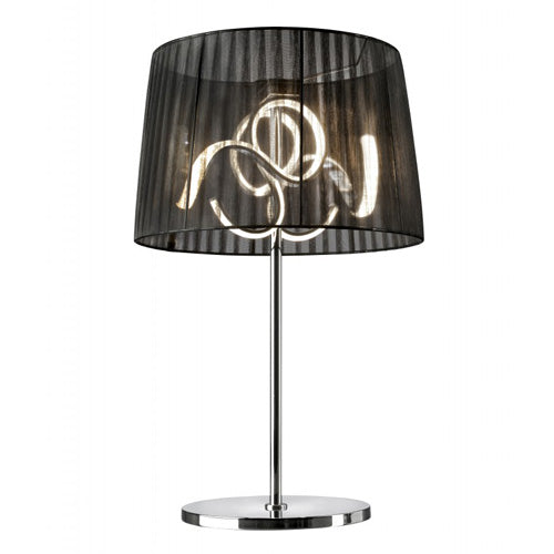 Design LED Tischlampe Organza mit edlen schwarzen Stoffschirm Tischlampe