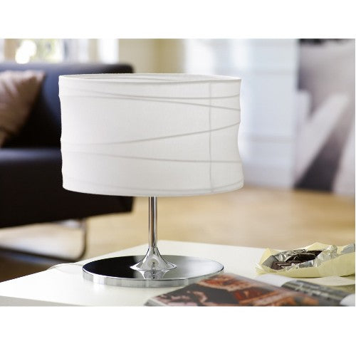 Runde Tischleuchte in silber mit Textilschirm Lupo Tischlampe