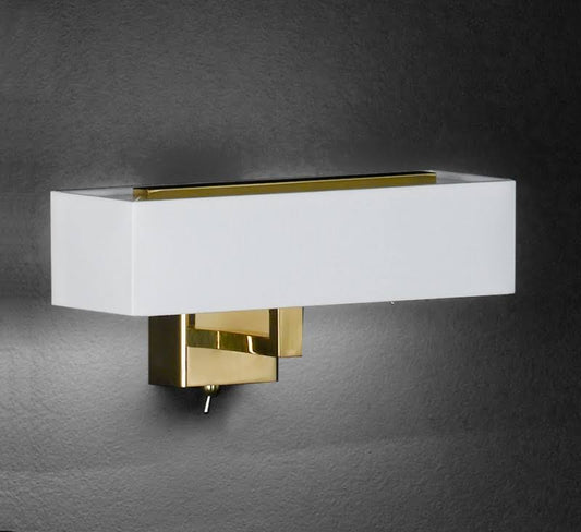 LED Wandleuchte in Messing, mit Textil Schirm – Wandleuchte LED, dimmbar