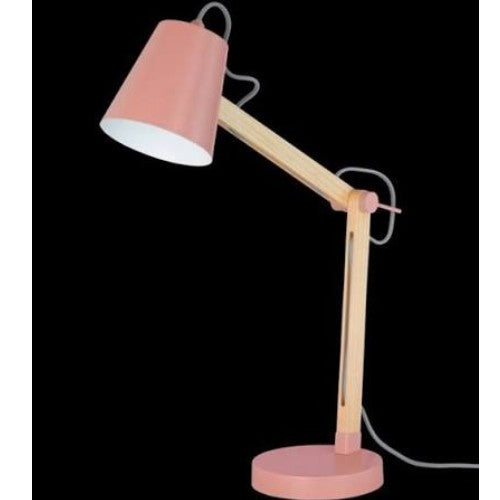Metall verstellbare 48-66cm Tischleuchte Holz pink Mars Tischlampe