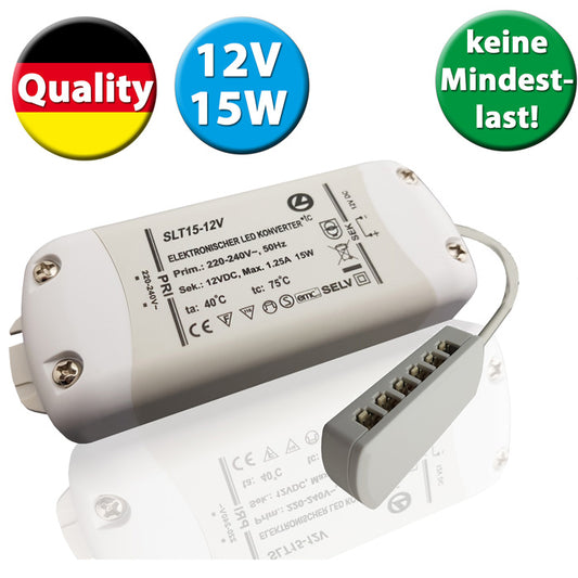 LED Trafo 15W, 12V DC, inkl. 6-fach Verteiler, LED Konverter 220-240V