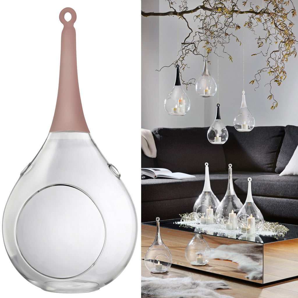 Taura rosa pink mittel Windlicht zum aufhängen Glas 
