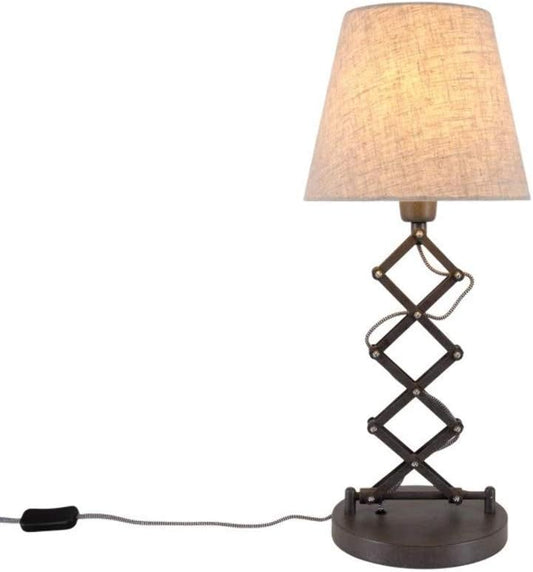 Tischlampe höhenverstellbar mit Scherenarm Stoffschirm beige E27 Tischlampe
