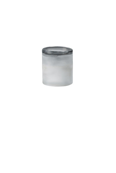 Gefrostete Blumenvase Windlicht aus Glas weiß klein mundgeblasen, Handwerkskunst