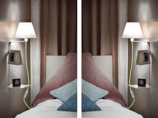 Wandlampe Schlafzimmer mit Ablage Schalter & Kabel grün – Wandleuchte LED