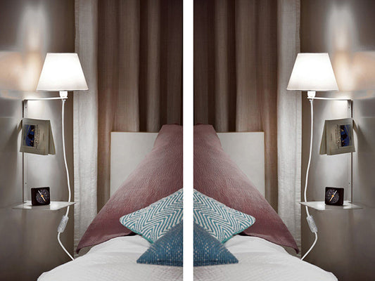 Wandlampe Schlafzimmer mit Ablage Schalter & Kabel weiß – Wandleuchte LED