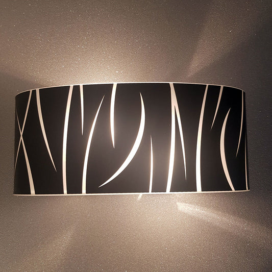 Ovale Glas Wandleuchte Prato schwarz gestreift 34cm 2xE27 – Wandleuchte LED, dimmbar