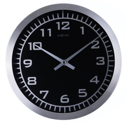 Wanduhr Schwarz Aluminium Bahnhofsuhr Ø˜25cm Blacky NeXtime
